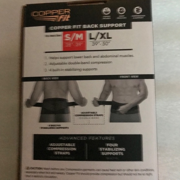 Copper Fit Back Pro Copper Infused Unisex Back Belt Size S/M 28”-39” - Picture 7 of 12
